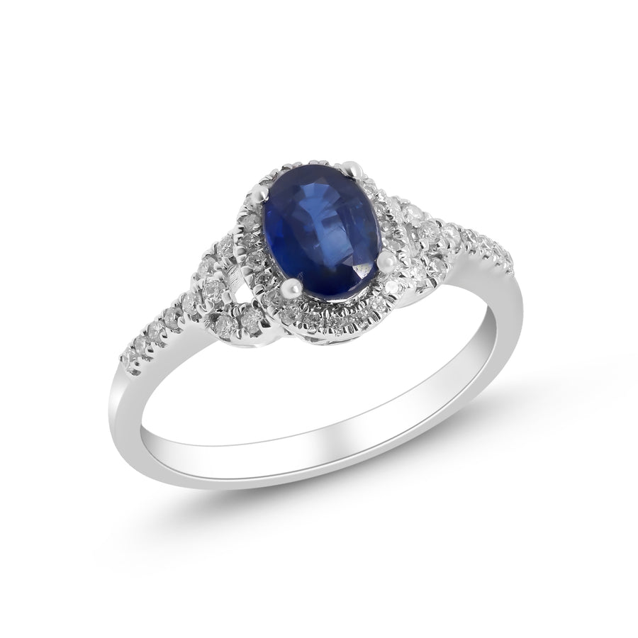Miles 14K White Gold Oval-Cut Blue Sapphire Ring
