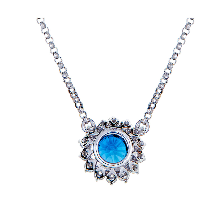 Lillian 18K White Gold Round-Cut Ceylon Blue Sapphire Pendant