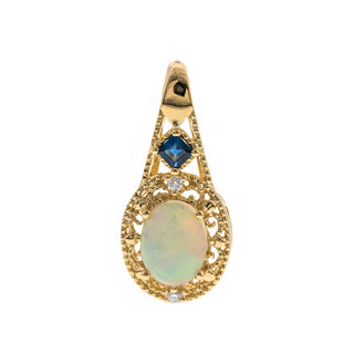 Anna10K Yellow Gold Oval-Cut Opal Pendant