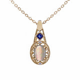 Anna10K Yellow Gold Oval-Cut Opal Pendant