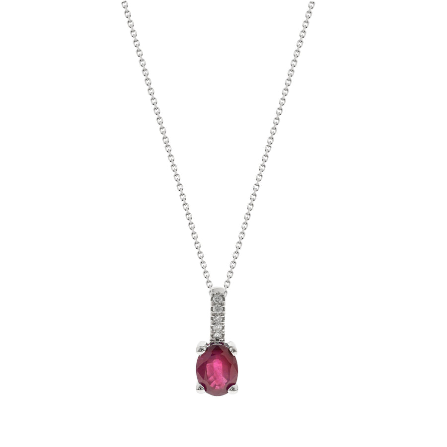 Alessandra 10K White Gold Oval-Cut Mozambique Ruby Pendant