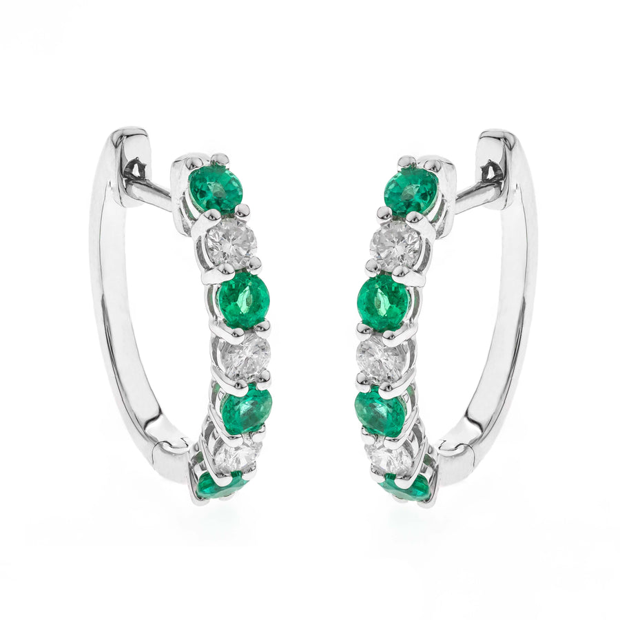 Aaliyah 14K White Gold Round-cut Natural Zambian Emerald Earrings