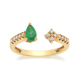 Natalia 10K Yellow Gold Pear-Cut Emerald Ring