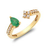 Natalia 10K Yellow Gold Pear-Cut Emerald Ring