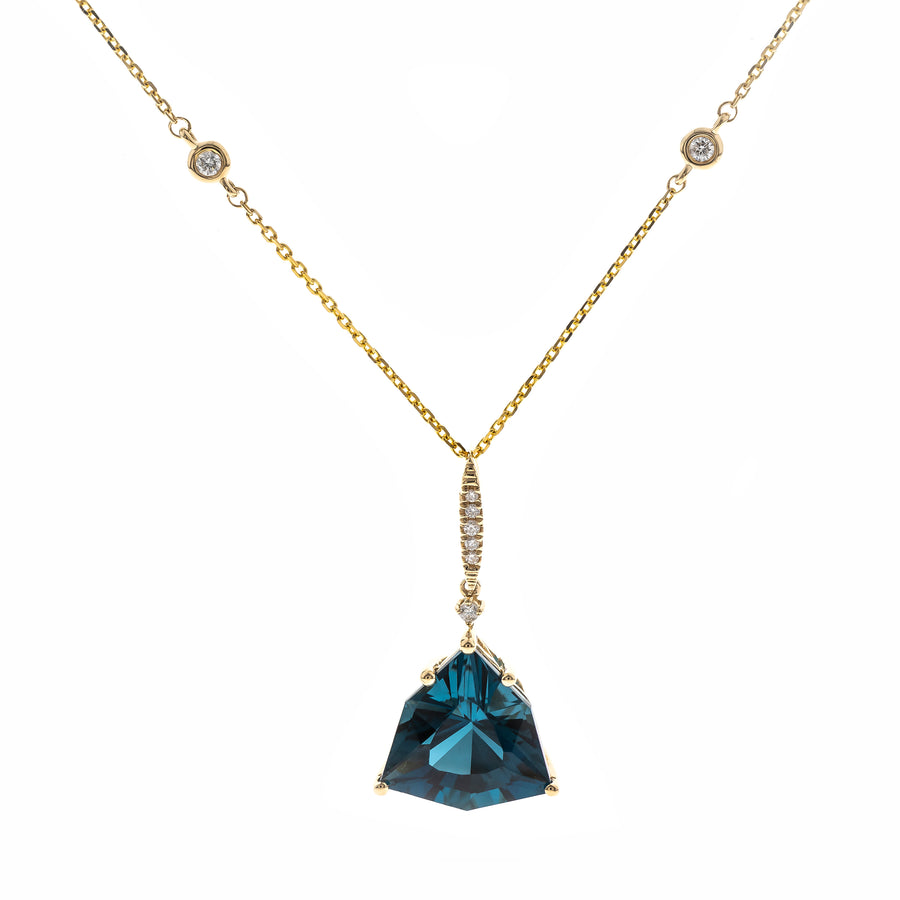 Sandra 14K Yellow Gold Fancy-Cut Brazilian London Blue Topaz Pendant