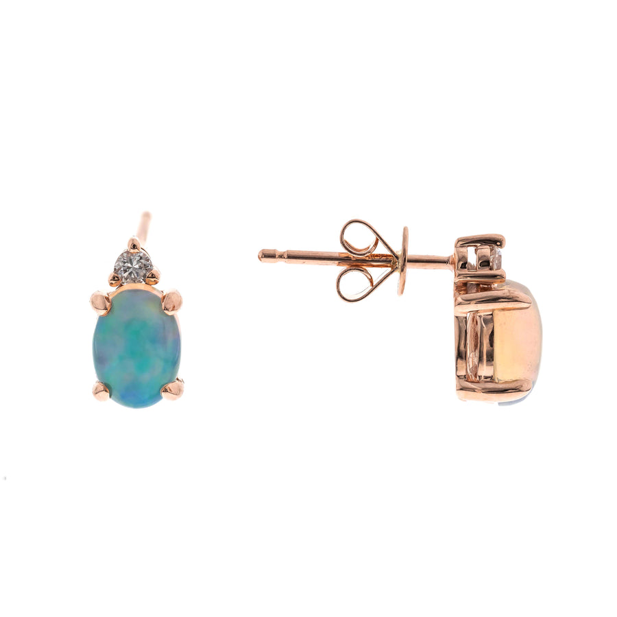 Ashton 10K Rose Gold Oval-Cut Natural African Opal Earrings