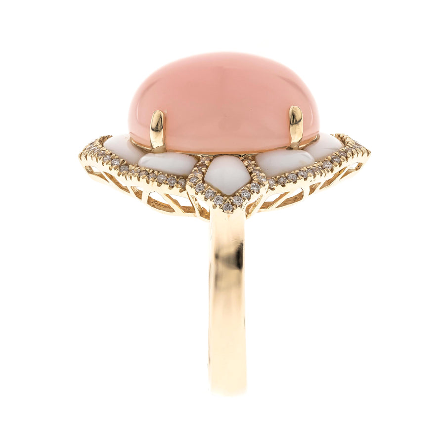 Ellie 14K Yellow Gold Oval-Cab Pink Opal Ring
