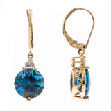 Savannah 14K Yellow Gold Round-Cut Brazilian London Blue Topaz Earrings