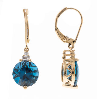 Savannah 14K Yellow Gold Round-Cut Brazilian London Blue Topaz Earrings