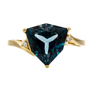 Kehlani 14K Yellow Gold Trillion-Cut Brazilian London Blue Topaz Ring