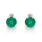 Mila 10K Yellow Gold Round-Cut Natural Zambian Emerald Earrings