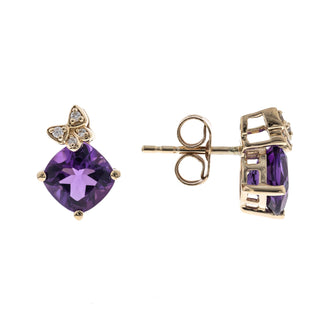 Ashlyn 10K Yellow Gold Cushion-Cut Amethyst Earring