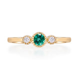 Timeless Beauty: Audrey 10K Yellow Gold Ring with Round-Cut Natural Zambian Emerald