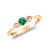 Timeless Beauty: Audrey 10K Yellow Gold Ring with Round-Cut Natural Zambian Emerald