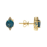 Gabriel 10K Yellow Gold Round-Cut Brazilian London Blue Topaz Earrings