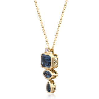 Clara 14K Yellow Gold Emerald-Cut Brazilian London Blue Topaz Pendant