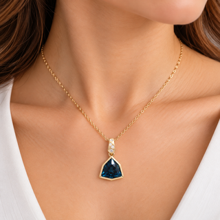 Abby 14K Yellow Gold Trillion-Cut Brazilian London Blue Topaz Pendant