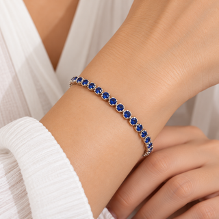 Ruth 14K Yellow Gold Round-Cut Blue Sapphire Bracelet