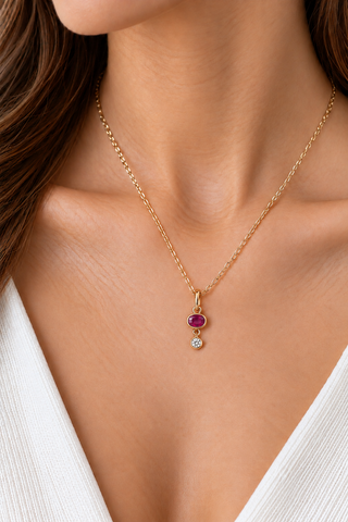 Amelie 14K Yellow Gold Oval-Cut Mozambique Ruby Pendant