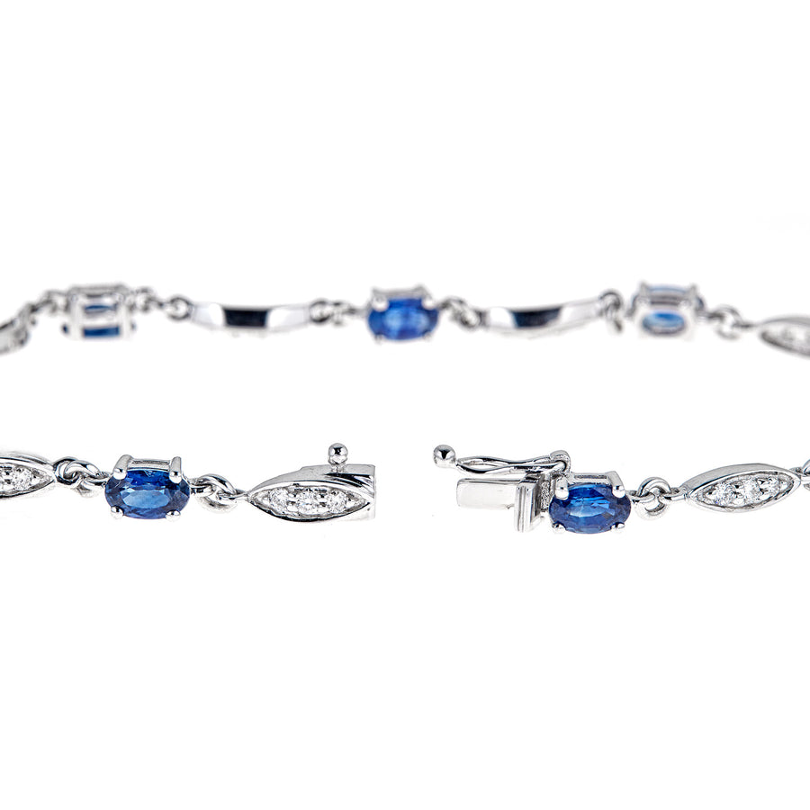 Gianna 10K White Gold Oval-Cut Blue Sapphire Bracelet