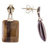 Nancy 14K Yellow Gold Cushion-Cut Tiger Eye Earrings