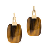 Nancy 14K Yellow Gold Cushion-Cut Tiger Eye Earrings