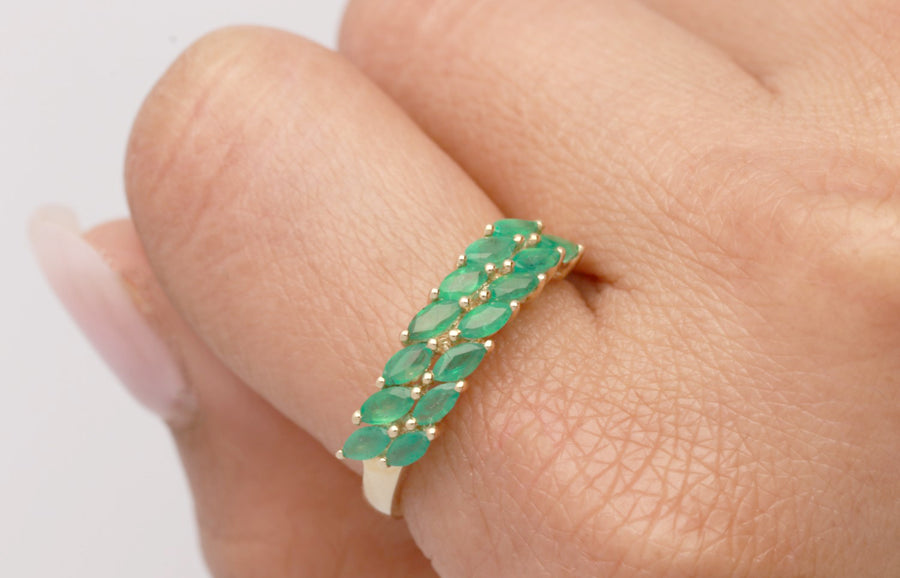 Madison 10K Yellow Gold Marquise-Cut Emerald Ring