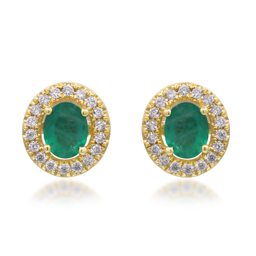 Penny 10K Yellow Gold Oval-Cut Natural Zambian Emerald Earring