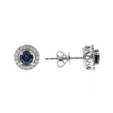 Genesis 10K White Gold Round-Cut Blue Sapphire Earrings