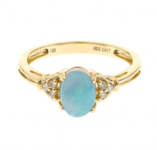 Bailee 10K Yellow Gold Oval-Cut Natural African Opal Ring