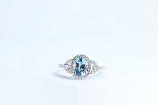 Axel 10K White Gold Oval-Cut Aquamarine Ring