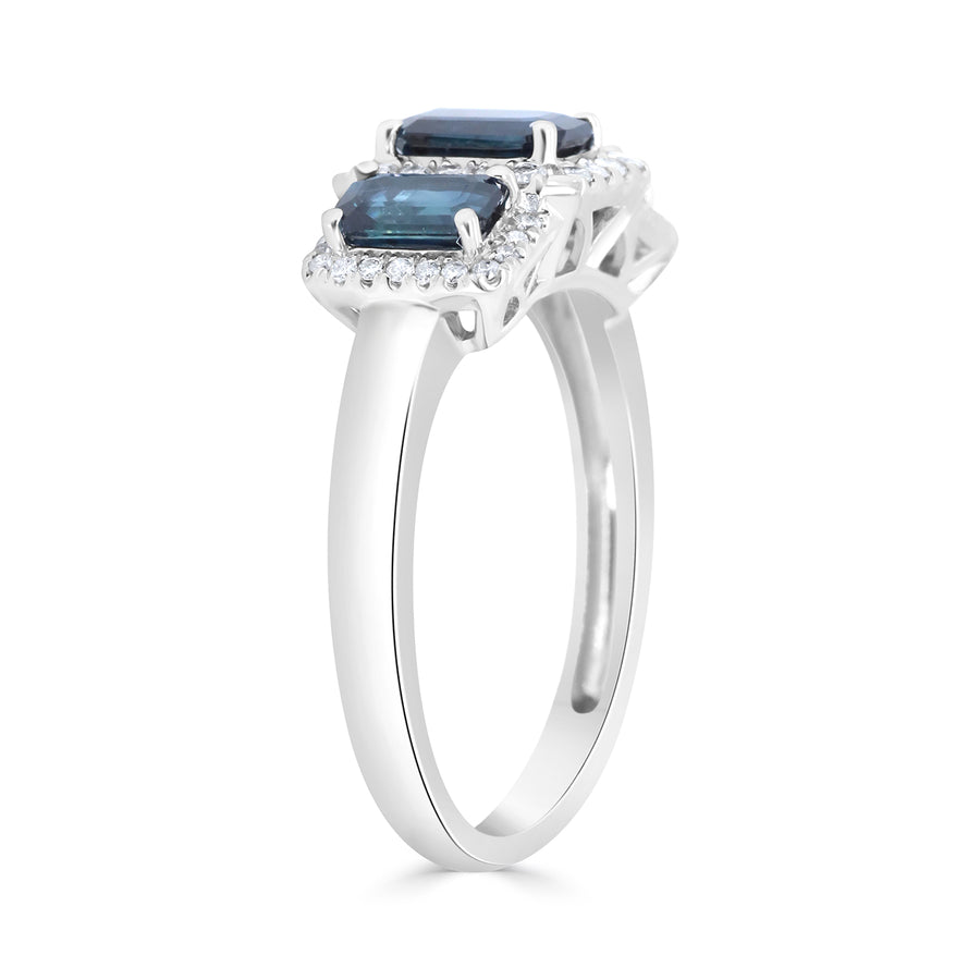 Bella 14K White Gold Emerald-Cut Ceylon Blue Sapphire Ring