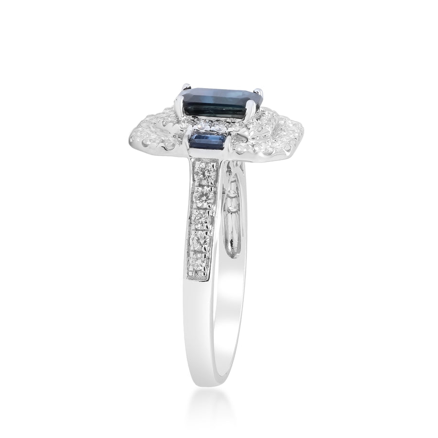 Adeline 14K White Gold Baguette-Cut Ceylon Blue Sapphire Ring