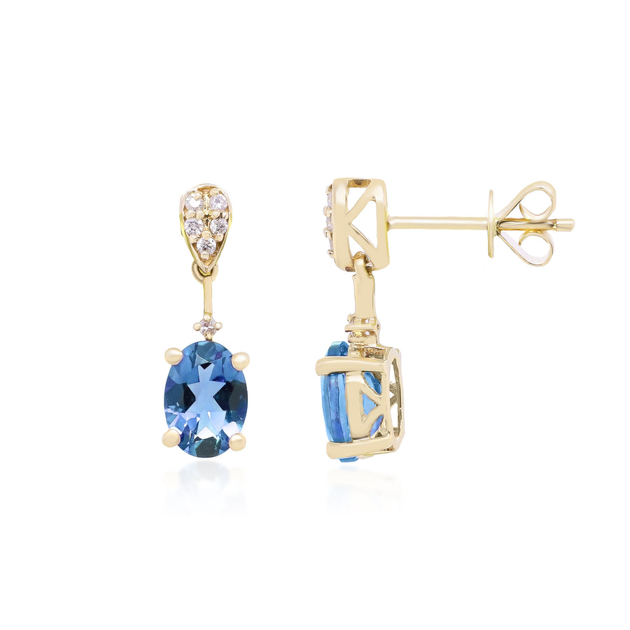 Juliette 10K Yellow Gold Oval-Cut Brazilian London Blue Topaz Earrings