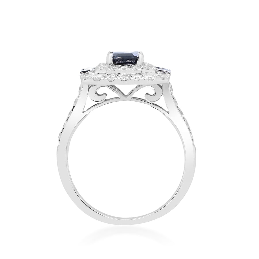 Adeline 14K White Gold Baguette-Cut Ceylon Blue Sapphire Ring