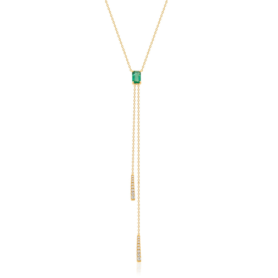 Brynlee 14K Yellow Gold Emerald-Cut Emerald Necklace