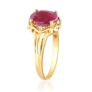 Chana 10K Yellow Gold Oval-Cut Mozambique Ruby Ring