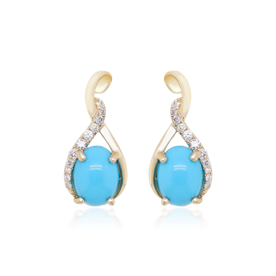 Allegra 14K Yellow Gold Oval-Cut Turquoise Earring