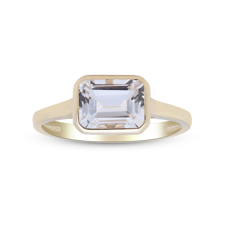 Scarlett 10K Yellow Gold Emerald-Cut White Topaz Ring
