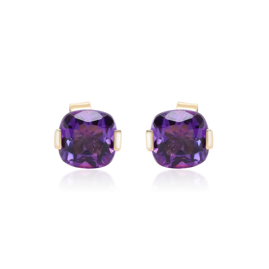 Sofia 10K Yellow Gold Cushion-Cut Amethyst Earring