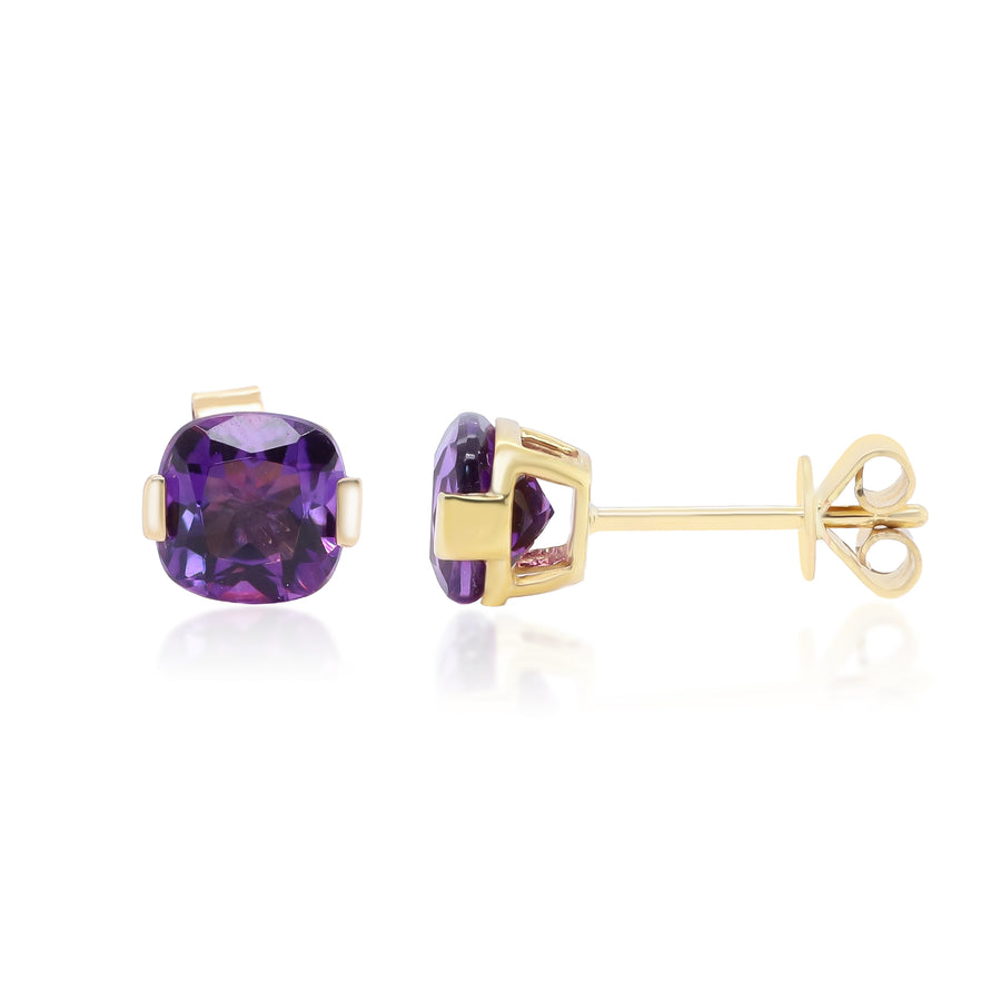 Sofia 10K Yellow Gold Cushion-Cut Amethyst Earring