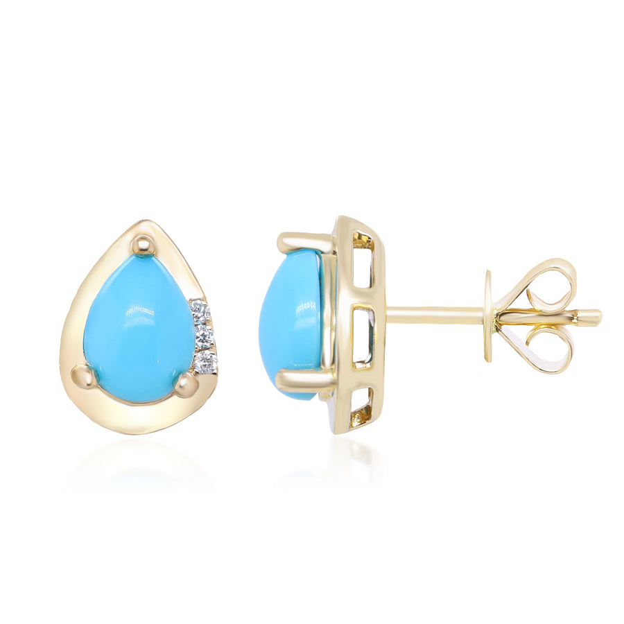 Lillian 10K Yellow Gold Pear-Cut Turquoise Earring