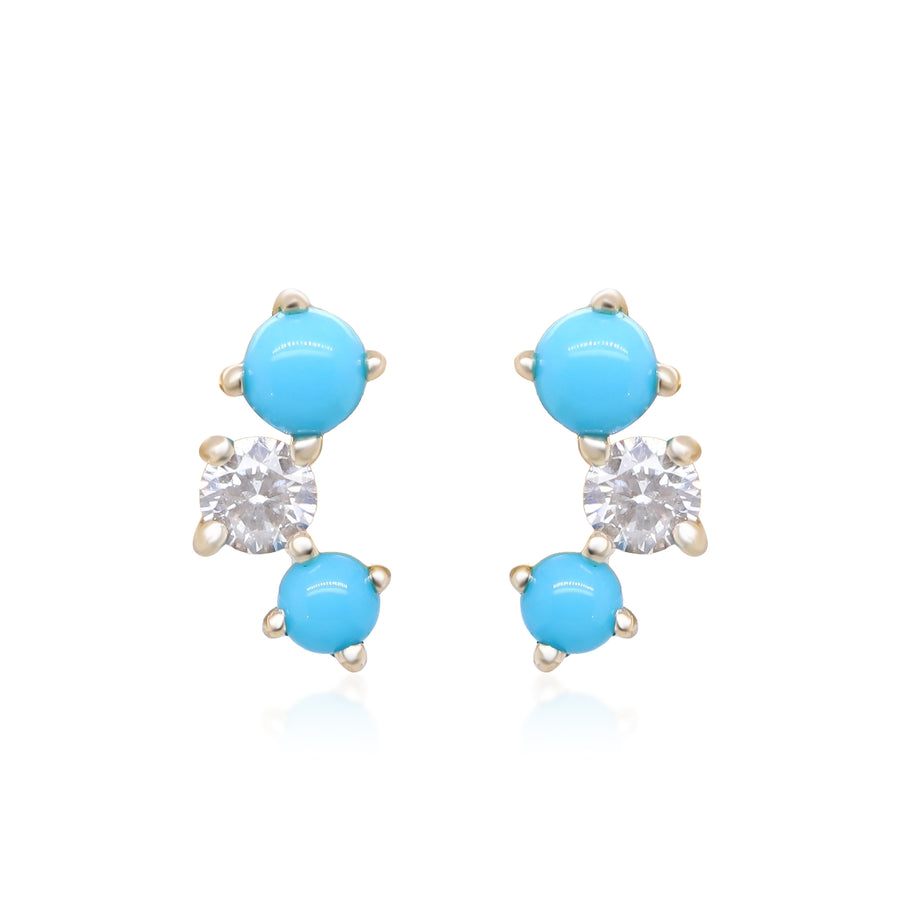 Elena 10K Yellow Gold Round-Cut Turquoise Earrings
