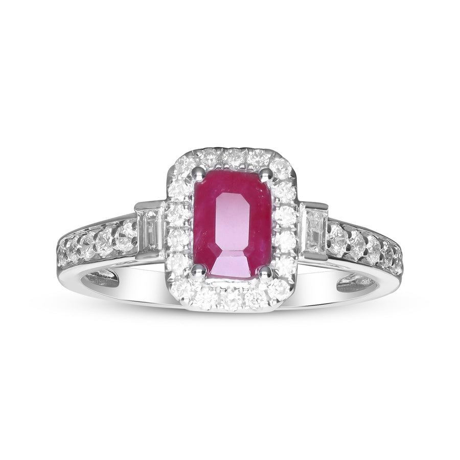 Emersyn 14K White Gold Emerald-Cut Mozambique Ruby Ring