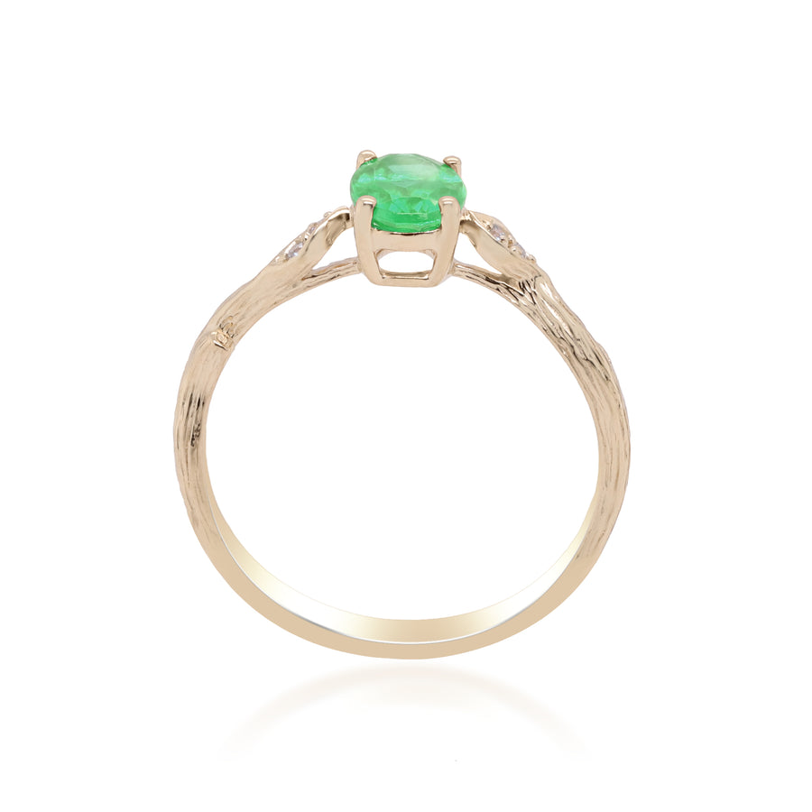 Aliya 14K Yellow Gold Oval-Cut Natural Zambian Emerald Ring