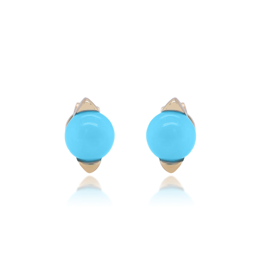 Georgia 10K Yellow Gold Round-Cut Turquoise Earring