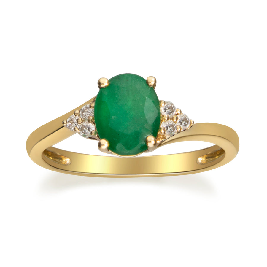 Amelia 10K Yellow Gold Oval-Cut Emerald Ring