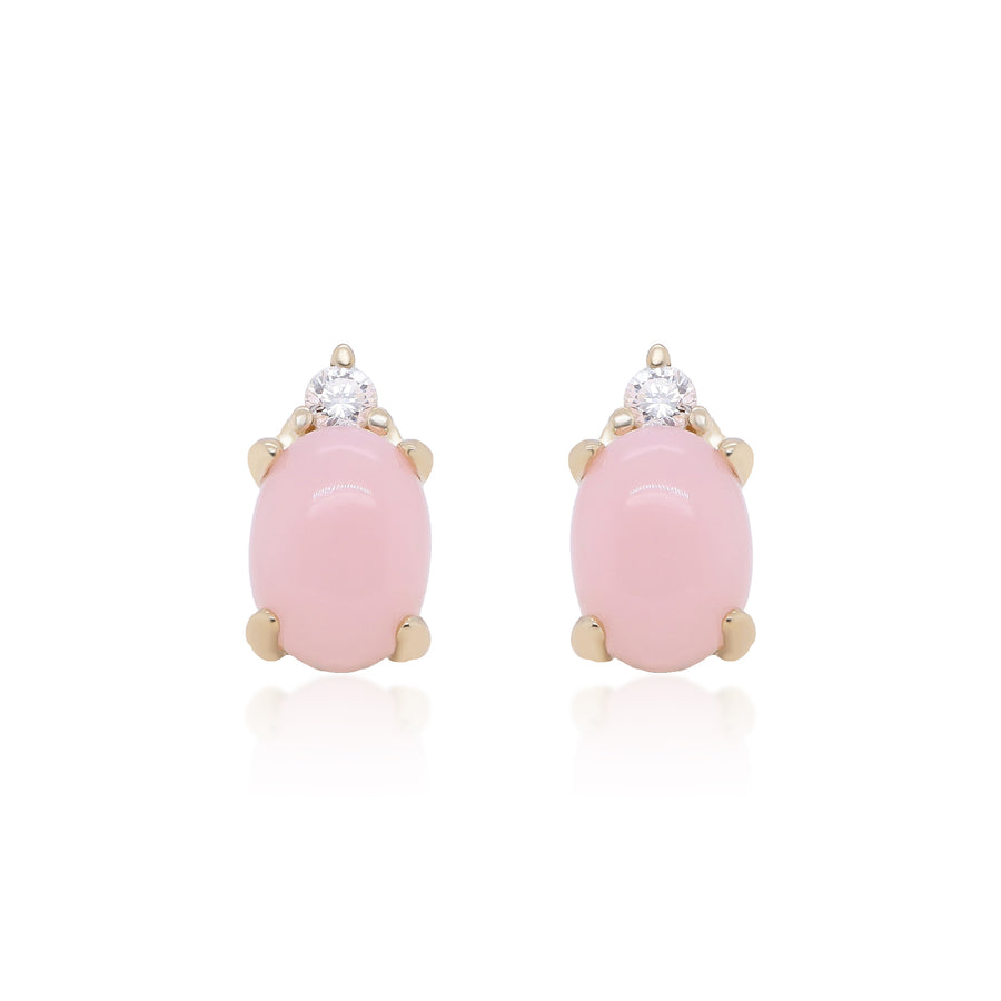 Oaklynn 10K Yellow Gold Oval-Cut Peruvian Pink Opal Earrings