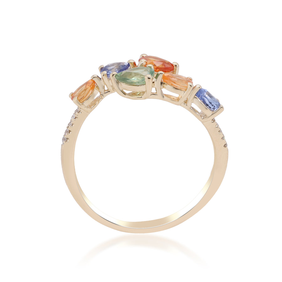 Sienna 10K Yellow Gold Pear-Cut Multi Sapphire Ring