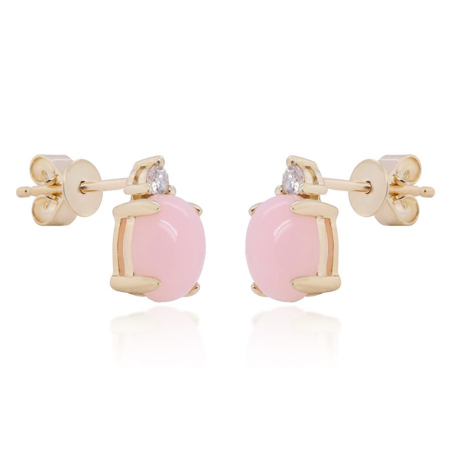 Oaklynn 10K Yellow Gold Oval-Cut Peruvian Pink Opal Earrings